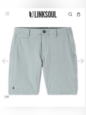 Light Teal/Grey Linksoul Men's Solid Boardwalker Short Sz 35 10in Inseam